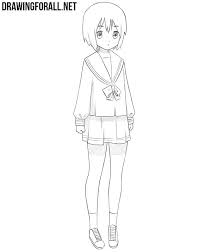 I'll admit i used to draw people with their hands tucked away in their pockets or hidden behind their backs. How To Draw An Anime Girl Easy Drawingforall Net