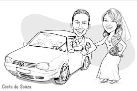 Faço por encomenda apartir do email: Caricaturas Para Casamento Com Carro E Coracoes Costa De Souza