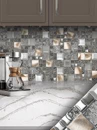 Glass Metal Gray Copper Mosaic Backsplash Tile Backsplash Com Gray Kitchen Backsplash Copper Mosaic Backsplash Mosaic Backsplash