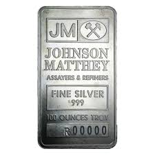 Silver 100 oz Johnson Matthey Bar
