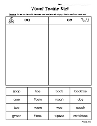 Oa And Oe Vowel Teams Sort Vowel Team Spelling Program Vowel Team Words