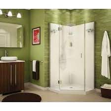 Maax Papaya 36 In X 36 In X 72 In Center Drain Corner Shower Kit In White With Frameless Door In Chrome 105545 000 129 103 The Home Depot In 2021 Corner Shower Kits Corner Shower Shower Stall Kits
