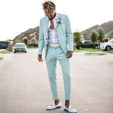 Best brands of affordable suits for men and best cheap suits online with low flat shipping at mensusa. Hot Sale Mint Green Mens Suits Slim Fit Two Pieces Beach Groomsmen Wedding Tuxedos For Men Peaked Lapel Formal Prom Suit Jacket Pants From Weddingteam 71 57 Dhgate Com