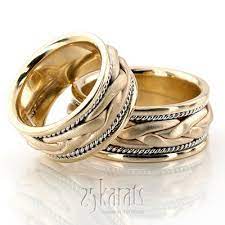 Hh Hc100114 14k Gold Hand Braided Wedding Band Set Wedding Band Sets Matching Wedding Rings Wedding Rings