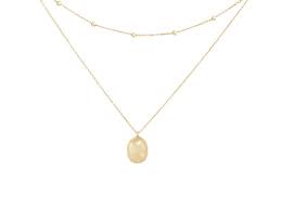 14k yellow gold nugget lion face lion head charm pendant 1.3 5.6 grams. Layered Bean 14k Gold Pendant Necklace Little Sky Stone