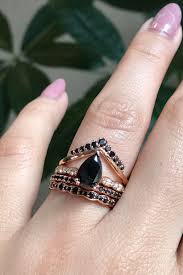 Black Diamond Bridal Stack In Rose Gold By La More Design Black Diamond Ring Engagement Black Diamond Wedding Bands Gold Engagement Ring Designs