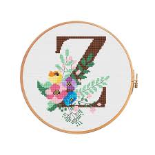 Flower easy cross stitch pattern pdf, modern botanical pillow embroidered instant download, cute flo. Cute Botanical Letter Z Cross Stitch Pattern Letter Z Etsy In 2021 Cross Stitch Patterns Cross Stitch Fonts Floral Cross Stitch