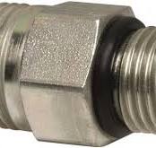 Industrial Pipe Adapter: 9/16-18 x 3/8" Male Thread, Male Straight Thread  O-Ring x Male NPTF