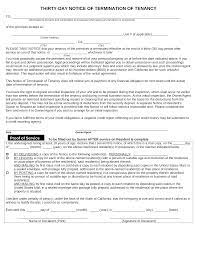 California Lease Termination Letter Form 30 Day Notice Eforms