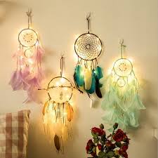 If you're on the lookout for very small bedroom ideas, you'll likely need to push your bed up against the wall and make it feel cozy with lots of throw pillows. Dream Catcher 2 Meters 20led Lighting Girl Room Wind Bell Ornaments Bedroom Small Lights Romantic Decorative Lights Lumieres De Capteur De Reves Apanhador De Sonhos Wish