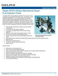 Delphi Dp210 Rotary Mechanical Diesel Fuel Injection Pump Delphi Power Train Pdf Catalogs Technical Documentation Brochure