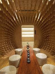 Tea rooms, sandwiches, breakfast & brunch $$ The One Teahouse By Minax Architects Features 999 Protruding Wood Pieces To Create A Dramatic Interior Space