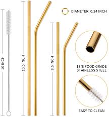 Au$ 12.16 original price au$12. Amazon Com Hiware 12 Pack Gold Stainless Steel Straws Reusable With Case Metal Drinking Straws For 30oz 20oz Tumblers Yeti Dishwasher Safe 2 Brushes Included Health Personal Care