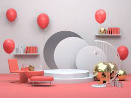 modern minimalist podium display or showcase interior living room apartment with balloons apartment living room living room interior modern minimalist