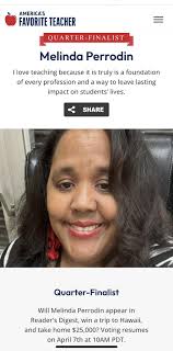 🎉 Exciting news, everyone! 🎉 I'm thrilled to share that I am almost to  the quarter finals for America's Favorite Teacher! 🌟 But I need your help  for one last push today—every