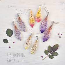 Lilac Alstroemeria Earrings Hook Dangle Earrings With Real Flowers Epoxy Resin Jewelry Pressed Flower Pet Flower Resin Jewelry Resin Jewelry Jewelery Making