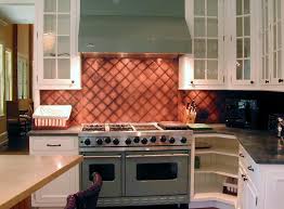 Copper tiles reminding of bricks. Copper Backsplashes