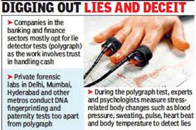 A lie detector test, often called a polygraph, measures a person's physiological reactions when asked a question. Lie Detector Test Fudging Cv Be Prepared To Take A Lie Detector Test Hyderabad News Times Of India