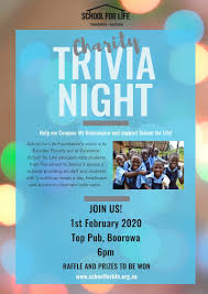 Thursday is trivia night starting at 9 … Trivia Night For School For Life School For Life Foundation