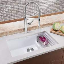 Single bowl kitchen sink in metallic gray the blanco precis super single kitchen sink the blanco precis super single kitchen sink is inspired by professional kitchen sinks in both form and functionality. Blanco Precis Silgranit 29 L X 18 W Undermount Kitchen Sink With Accessories Reviews Wayfair