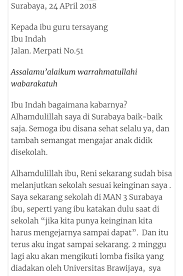 Kepada yth, ayahanda dan ibunda. Contoh Surat Pribadi Untuk Guru Singkat Brainly