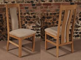 2 slat back solid oak dining chair, the