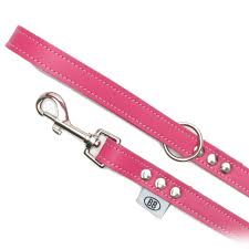 Buddy Belts Premium Leather Leash Hot Pink