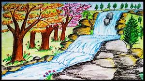 Waterfall pencil sketch at paintingvalley com explore collection. How To Draw Waterfall For Kids Learn How To Draw