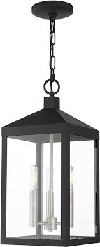 Livex 20593 04 Nyack Black With Brushed Nickel Cluster Outdoor Hanging Light Lvx 20593 04
