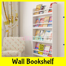 Comic book display wall shelf floating mount swaybardesigns. Free Delivery Wall Mounted White Wood Bookshelf Book Shelf Organiser Hanging Display Rack Kids Children Room Cabinet Shopee Singapore