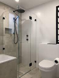 Check spelling or type a new query. Frameless Hinged Shower Screen With Matte Black Hinges Bathroom Shower Design Small Bathroom Makeover Black Shower Doors