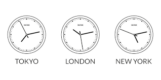 If you are in london, the most convenient time to accommodate all parties is between 2:00 pm and 6:00 pm for a conference call or meeting. Wall Clock Line Icon Set With Different Time Zones London New York Tokyo Time Difference Vector Illustration Stock Vector Adobe Stock