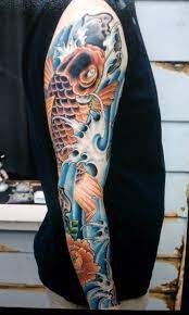 Koi Are Generally Symbols Of Good Luck But They Also Represent Strength And Perseverance Sleeve Tattoos Irezumi Tattoos Tattoo Font Styles