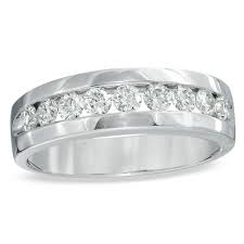 Men S 1 Ct T W Diamond Wedding Band In Platinum Zales Mens Rings Wedding Diamond Diamond Wedding Bands Mens Diamond Wedding Bands