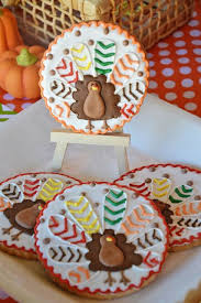 Colorful Chevron Polkadots Thanksgiving Fall Party Ideas Photo 6 Of 48 Thanksgiving Cookies Thanksgiving Treats Turkey Cookies