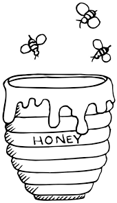 Free Images Honey Container Bees Flying Bee Coloring Pages Honey Jar Bee Drawing