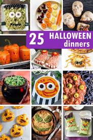 Revel in the halloween fun by hosting a party featuring spooky foods like bucket o' bones (ribs), voodoo fondoo (cheese dip), finger food (green beans and carrot sticks) and blood bath punch (cranberry juice cocktail). 25 Halloween Dinner Ideas For Kids Or Your Halloween Party