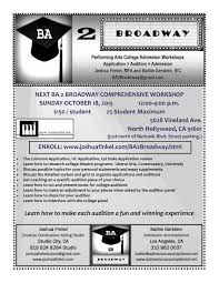 Ba 2 Broadway An Amazing 1 Day Workshop With Top College Coaches Joshua Finkel Mfa Creative Combustion Act Performance Art Actor Training High School Seniors