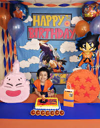 Dragon Ball Z Birthday Party Theme Goku Costume Goku Cake 7 Dragon Balls Majin Buu Pinata And 7 Star Dragon Ball Dragon Birthday Goku Birthday Dragon Party