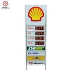 Petrol/Gas Station Pylon Sign LED Digit Display Stainless Steel Aluminum  Construction Double-Sided Lighting Advertising