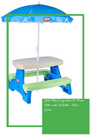 Little Tikes Easy Store Jr Picnic Table With Umbrella Blue Green