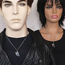 Mystical Dolphin Embracing Clear Faceted Crystal Pewter Necklace NK-415