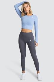 Air Seamless Cropped Longsleeve Blue Workout Attire Cute Workout Outfits Womens Workout Outfits