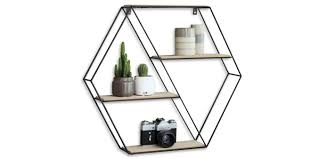 Tfer hexagon floating wall shelves geometric decorative farmhouse shelf décor wooden wall mounted rustic shelving for living room,bedroom,bathroom,home office storage foldable wrought iron shelf. Lifa Living Hexagon Wall Shelf Unit Wooden Black Metal Mounted Shelving Pre Assembled Decorative Shelves 4 Tier Floating Shelf For Kitchen Bedroom 51 X 11 X 58 Cm Buy Online In Gambia