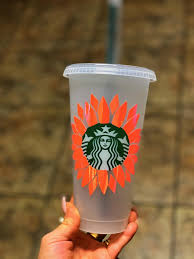 Authentic Starbucks Cold Cup Custom Sunflower Starbucks Cup Etsy In 2020 Starbucks Cups Cold Cup Starbucks