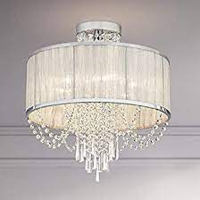 This dynamic ceiling fixture features a generous square cascading crystal shade attached to a metal round ceiling canopy via a short straight pole to catch the light. Saint Mossi Gauze Shade 4 Lights Modern K9 Crystal Raindrops Ceiling Light Semi Flush Mount Ceiling Light Chrome Finish Amazon De Beleuchtung