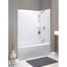 Check to make sure the pipe coming from the wall is the correct size. Peerless 60 In W X 58 In H 5 Piece White High Impact Polystyrene Bathtub Wall Panel Kit In The Bathtub Walls Surrounds Department At Lowes Com