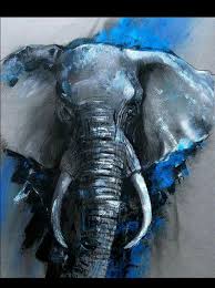 Original Animal Painting By Okearts African Exhibitions Art Deco Art On Canvas Raging Elephant Elephant Painting Elephant Art Lion Art