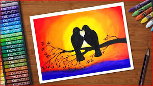 How To Draw Two Birds In Love Step By Step Very Easy Love Birds Drawing Bird Drawings Oil Pastel Art