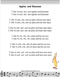 Apples And Bananas Lyrics Printout Midi And Video Preschool Songs Nursery Songs Classroom Songs